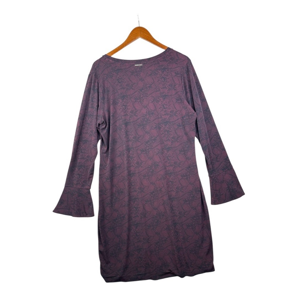 Michael Kors Slinky Knit Shift Long Sleeve‎ Dress size 0X Burgundy